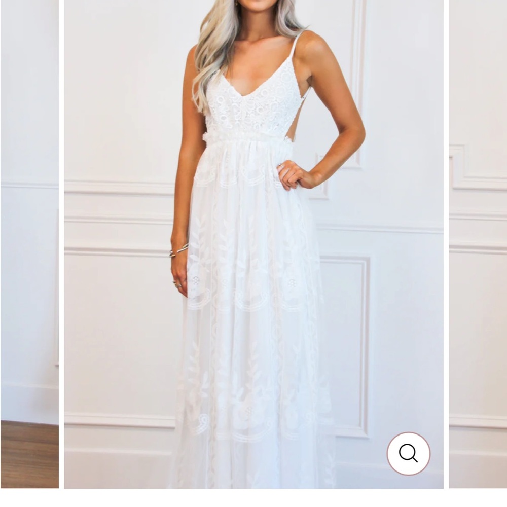 White Maxi Dress with Open Back - Size L